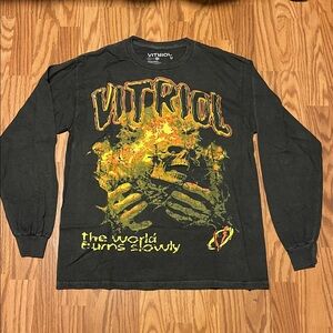 Vitriol The World Burns Slowly black Washed Long Sleeve Size large NWOT